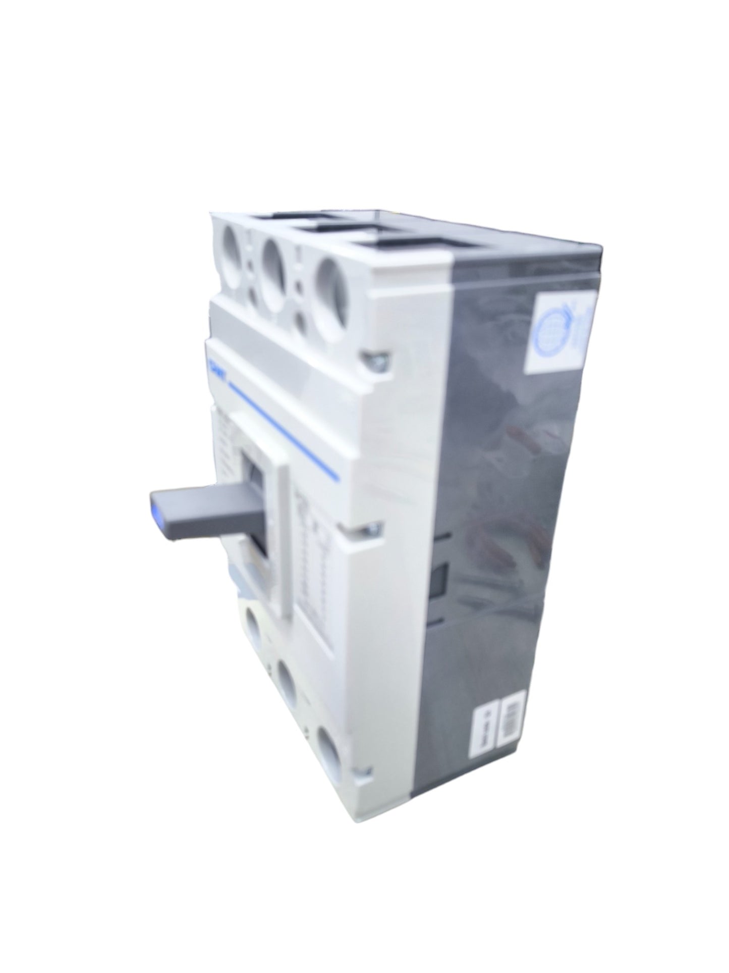 Chint 3 pole circuit breaker 500A electrical component with switch lever and gray casing