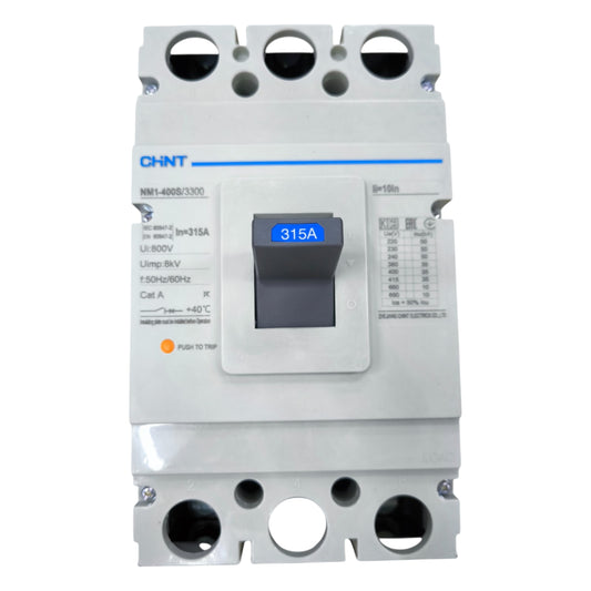 Chint 315A industrial breaker 400AF 50KAIC 220V with clear display for reliable circuit protection