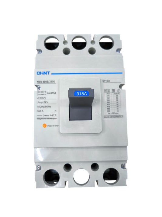 Chint 315A industrial circuit breaker 400AF 50KAIC 220V with gray switch and electrical specifications