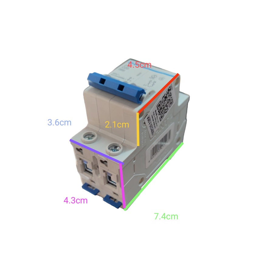 CHINT 32A 2Pole Miniature Circuit Breaker 4.5 KAIC 220V with blue switch and compact design
