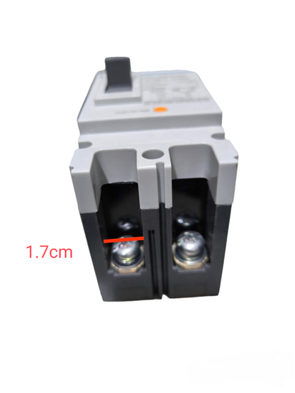 Chint 32A industrial circuit breaker with black and white casing and toggle switch