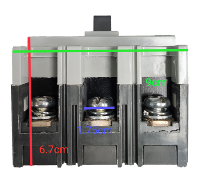 Chint 50A 3 Pole Industrial Circuit Breaker with black and gray casing and metal terminals