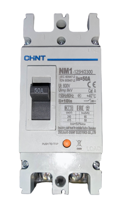 Chint 50A industrial circuit breaker with adjustable settings and durable design for electrical safety