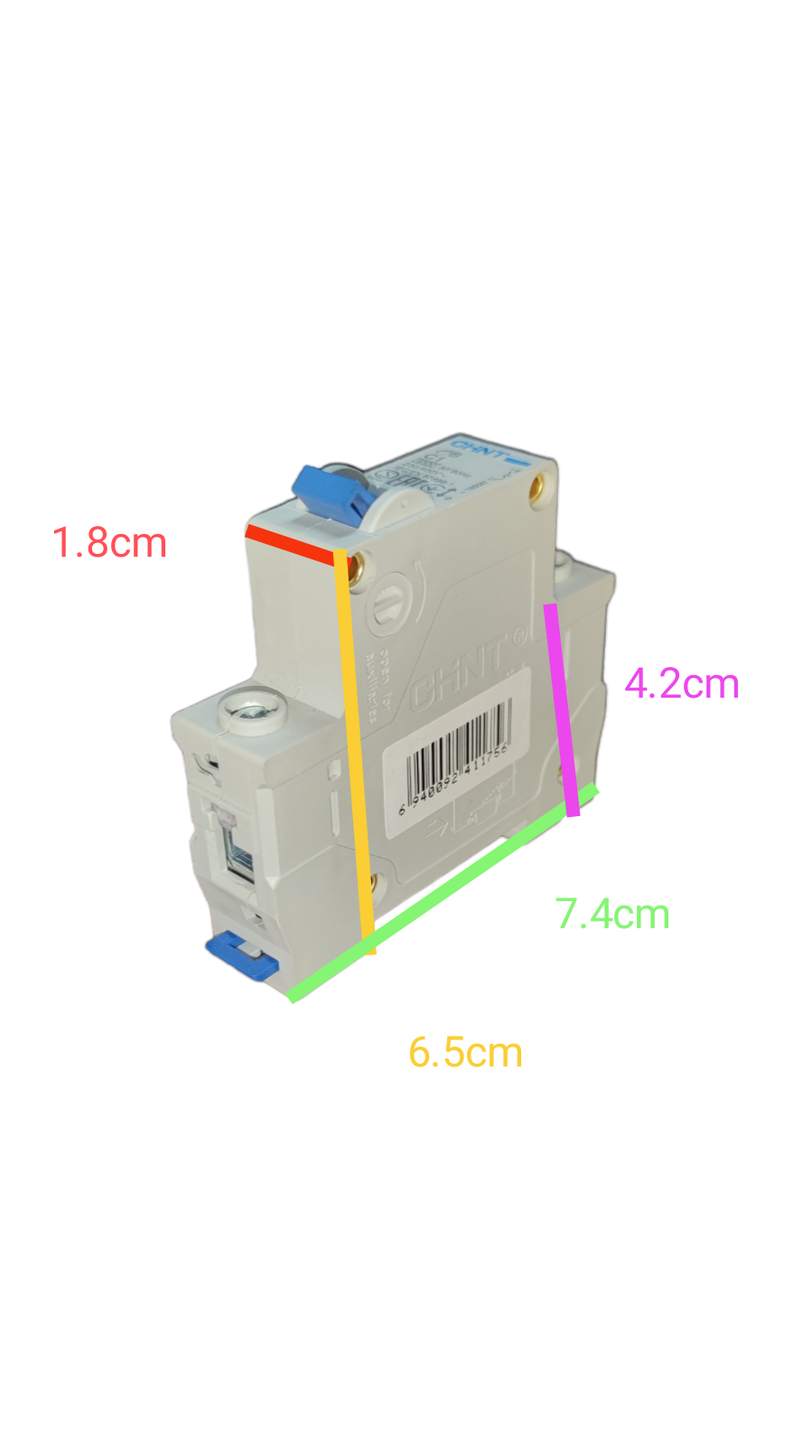 Chint 5A miniature circuit breaker 220V with compact design and blue toggle switch