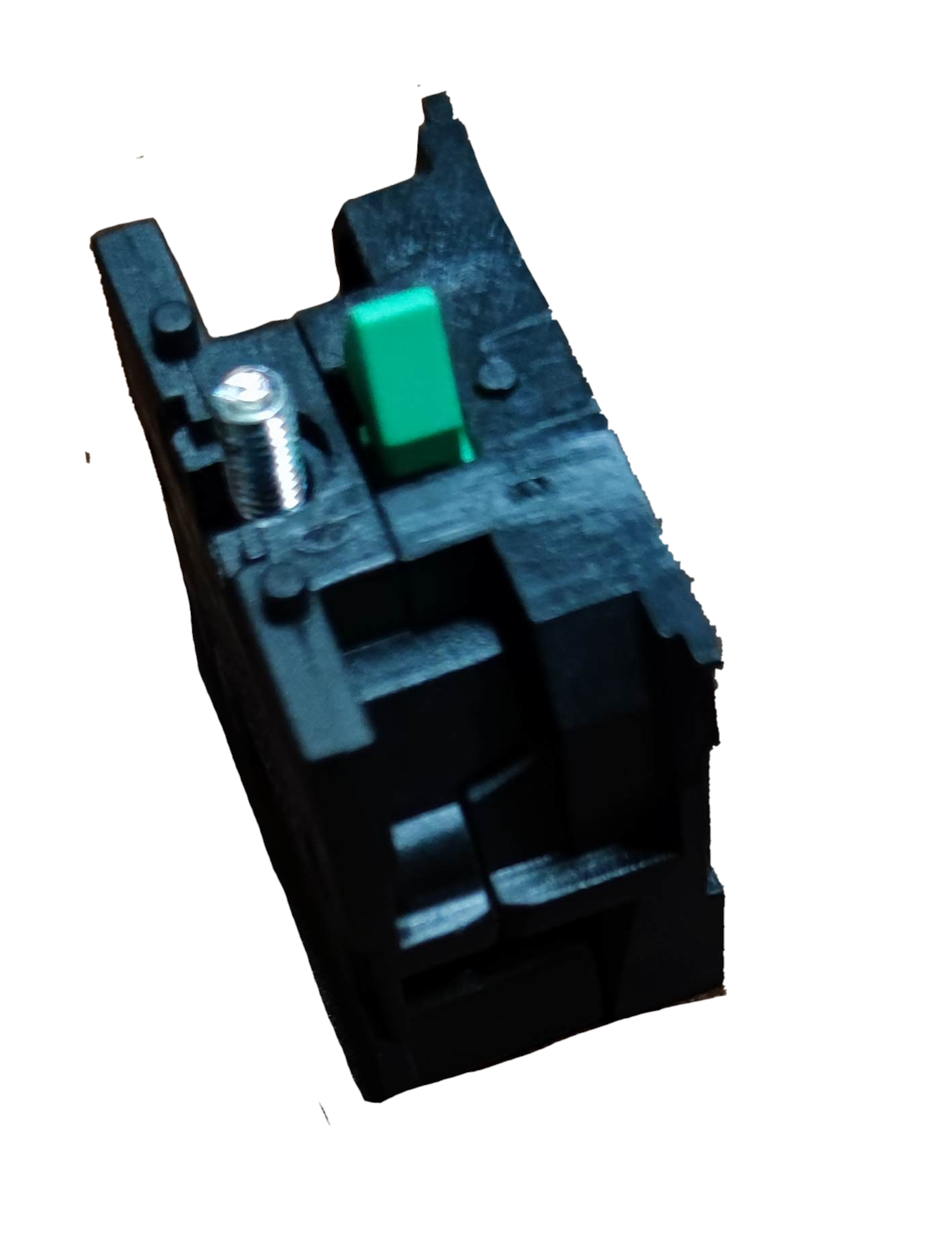 Chint auxiliary contact block 220v black electrical component with green button and metal screw