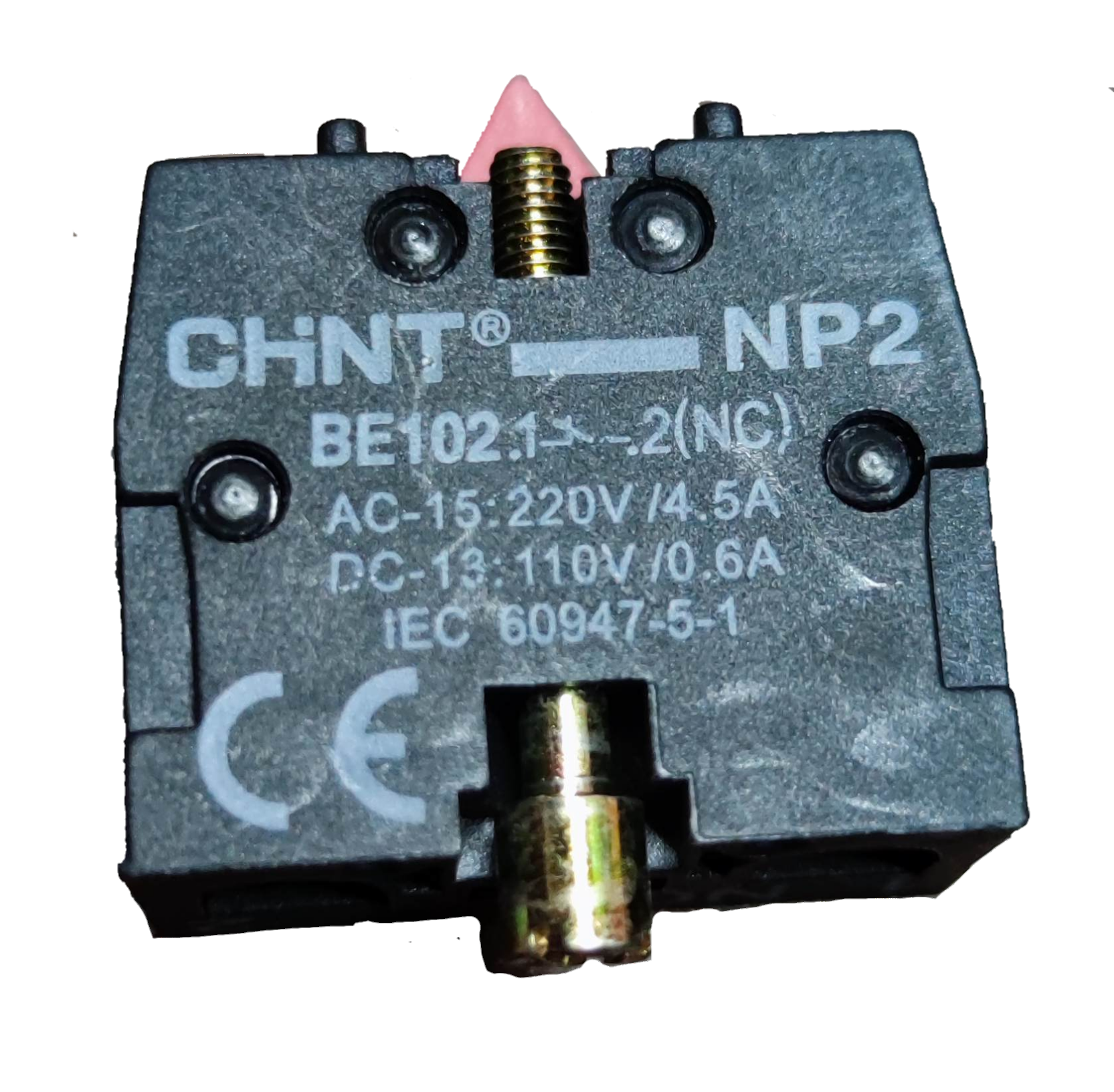 Chint auxiliary contact block NC model NP2 with voltage and current specifications for power points and switches
