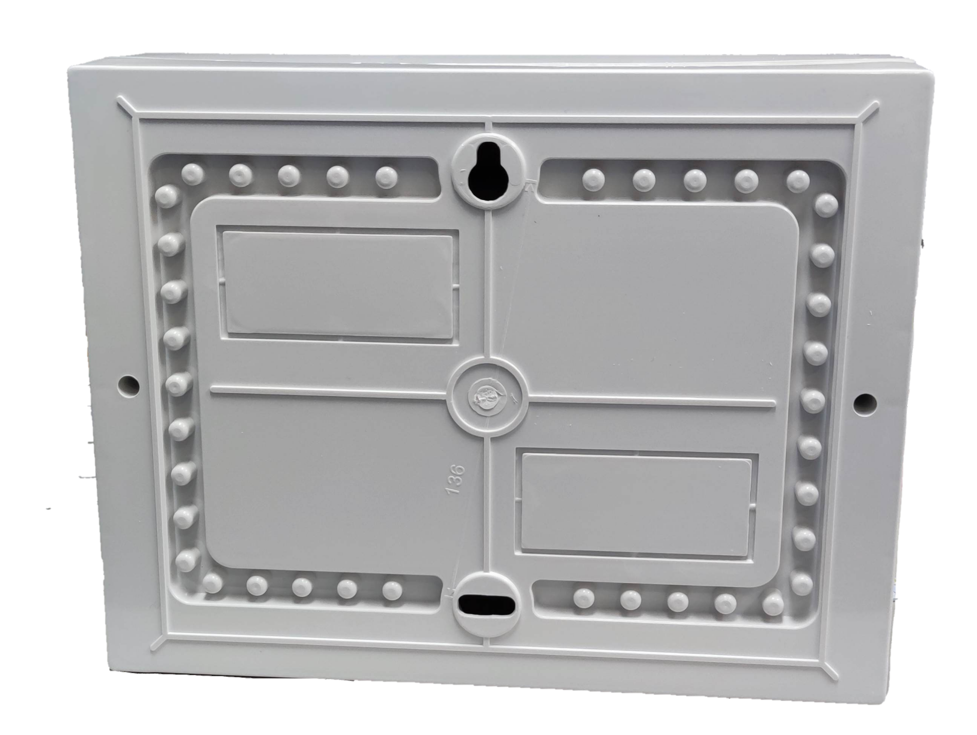 Chint 12 Ways Distribution Box white plastic panel with knockout slots mounting holes and screw bosses