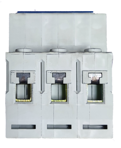 Chint 40A 3 pole circuit breaker. White three pole DIN rail mounted breaker for electrical panels