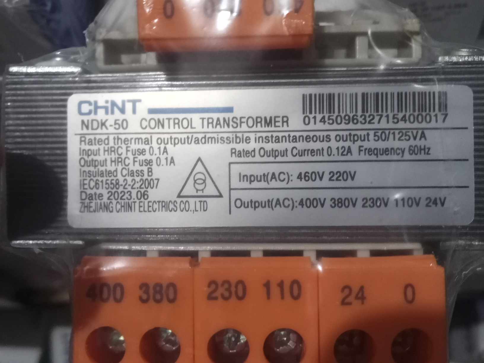 Chint Control Transformer 50VA NDK-50 with multiple voltage input and output terminals for door chimes and bells