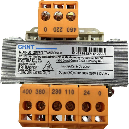 Chint Control Transformer 50VA NDK-50 for door chimes and bells with multiple voltage inputs and outputs
