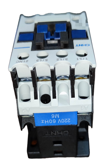 Chint Magnetic Contactor 25A 220V 1NO with blue and white components for power control