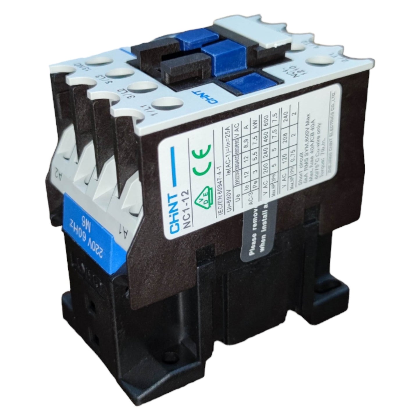 Chint Magnetic Contactor 12A Coil Voltage 220V 3 NO + 1 NC NC1-1201