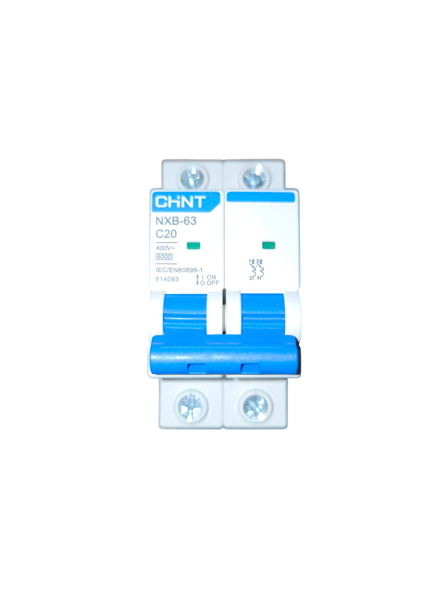 Chint Miniature Circuit Breaker 6KAIC 220V NXB63 C20 double pole blue white DIN rail mount