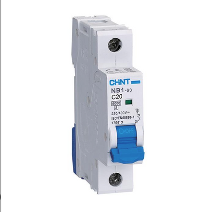 Chint NB1-63 1P C20 MCB miniature circuit breaker with blue switch for electrical protection
