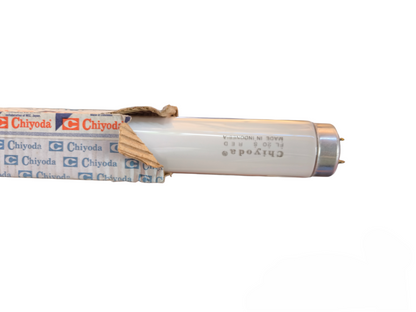 Chiyoda 20W T10 Fluorescent Tube Red partially inside branded packaging box