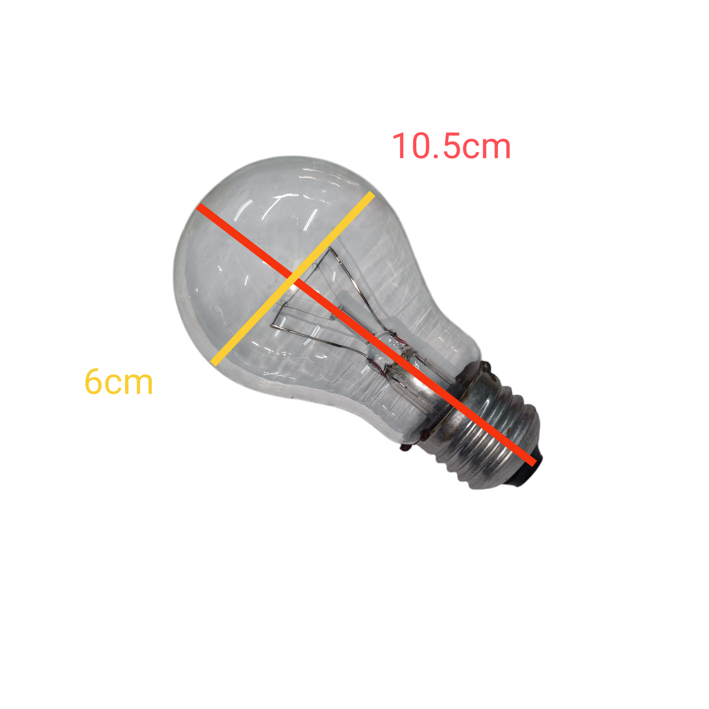 Chiyoda 60W Incandescent Bulb Clear with visible filament and screw base measuring 10.5 cm by 6 cm