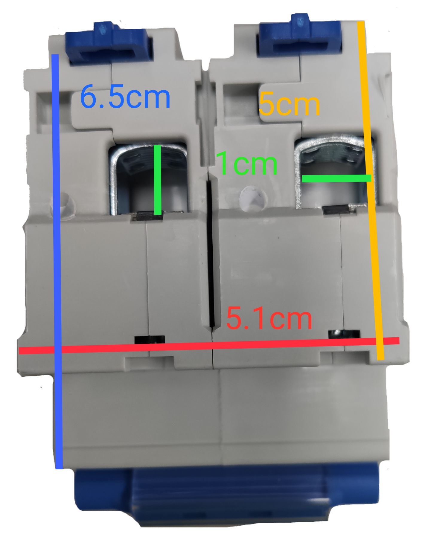 Chint 100A 2Pole Single Phase 10 KAIC 220V electrical circuit breaker with measurement markings