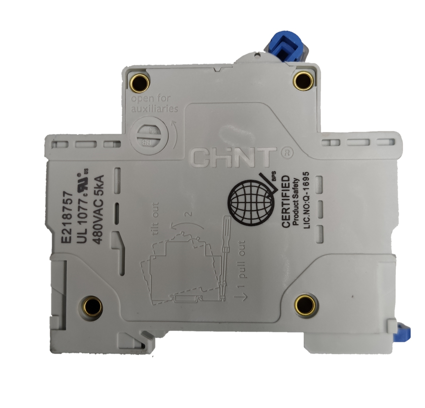 Chint electrical circuit breaker 100A 2Pole Single Phase 10 KAIC 220V with certified safety markings