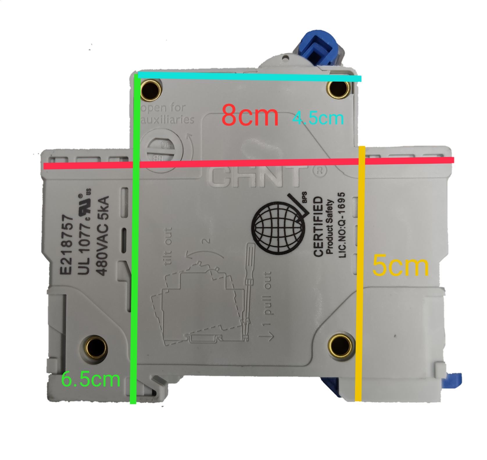 Chint 100A 2Pole Single Phase 10 KAIC 220V electrical circuit breaker with certification markings