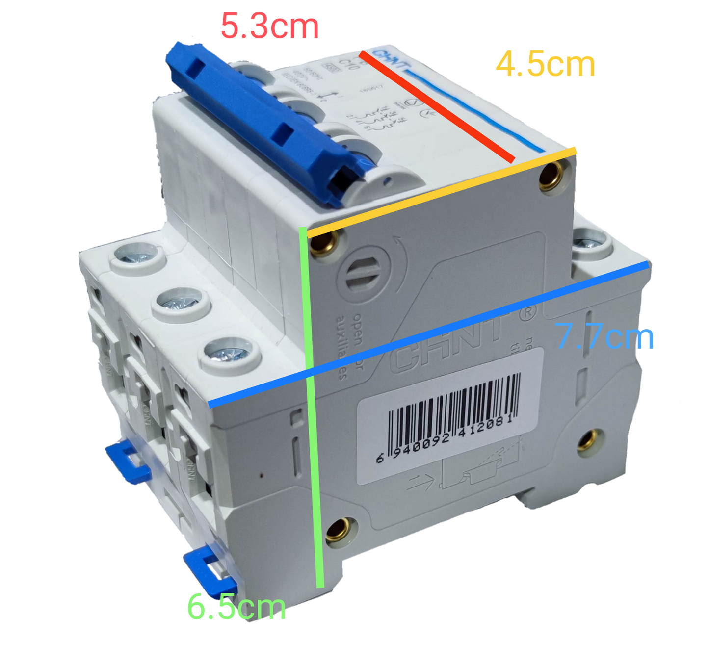 Chint 16A 3Pole Miniature Circuit DIN Rail Type with dimensions for easy installation and use
