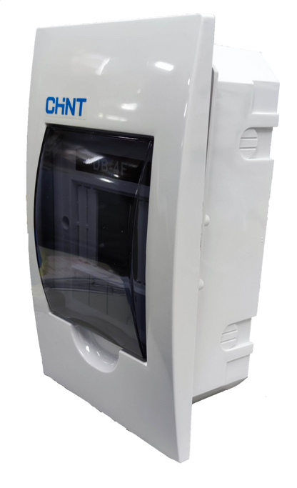 Chint white plastic distribution panel board 4 ways with smoky hinged cover surface mount electrical enclosure