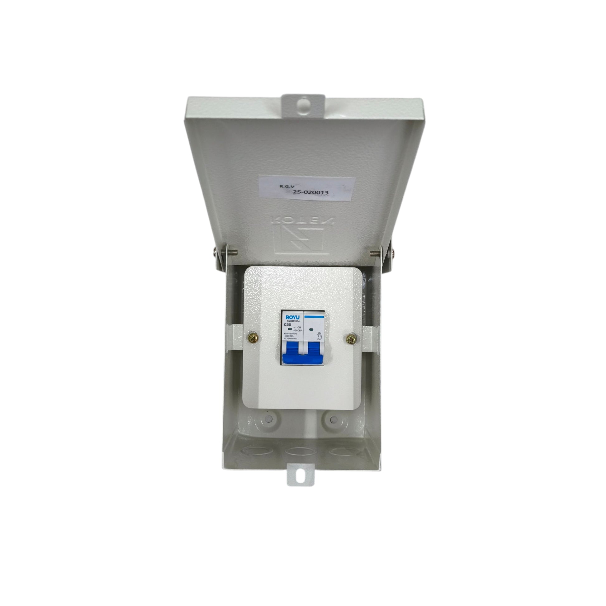 10A 2 pole miniature circuit breaker in a protective enclosure for electrical safety