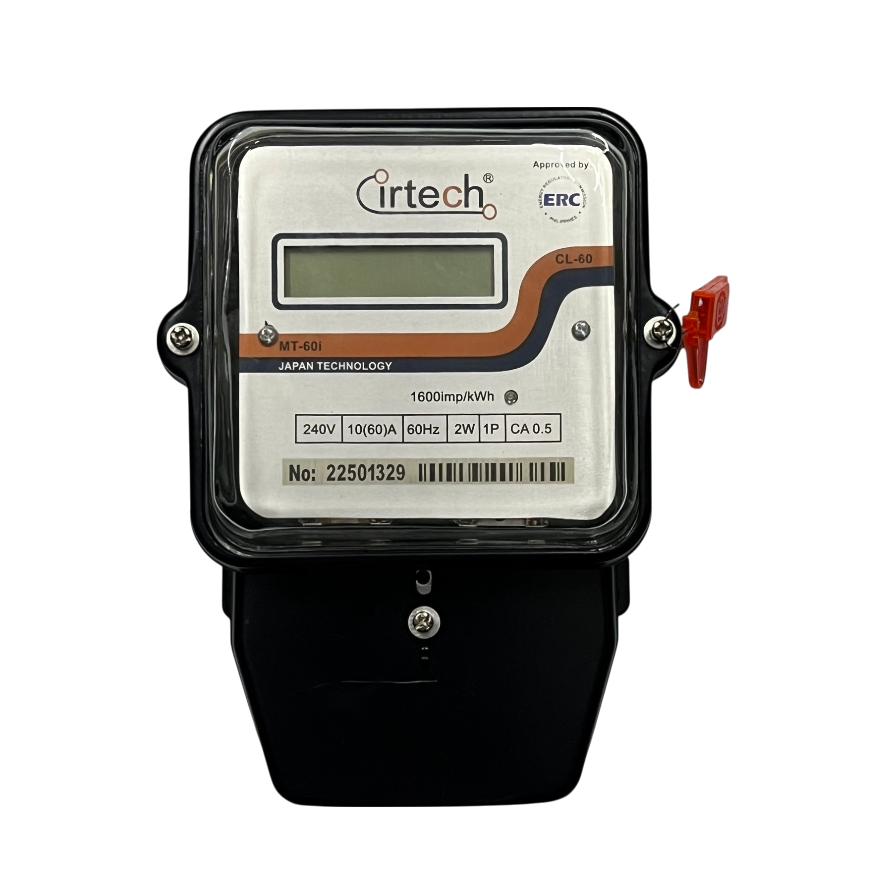 Cirtech 60A single phase KWH meter with digital display and durable casing for accurate energy measurement