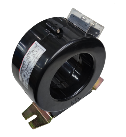 CK-61 Current Transformer 400:5 15VA black round electrical component with metal mounting bracket