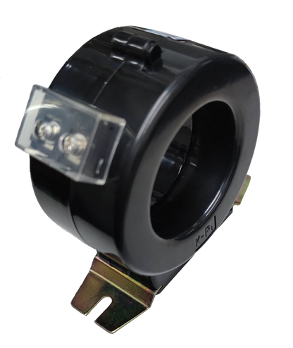 CK-61 Current Transformer 400:5 15VA black round device with metal mounting bracket and terminal screws