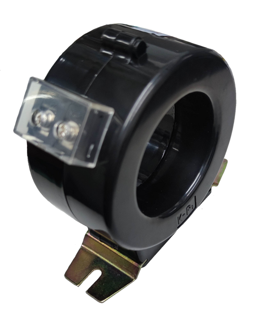 CK-61 Current Transformer 400:5 15VA black round device with metal mounting bracket and terminal screws