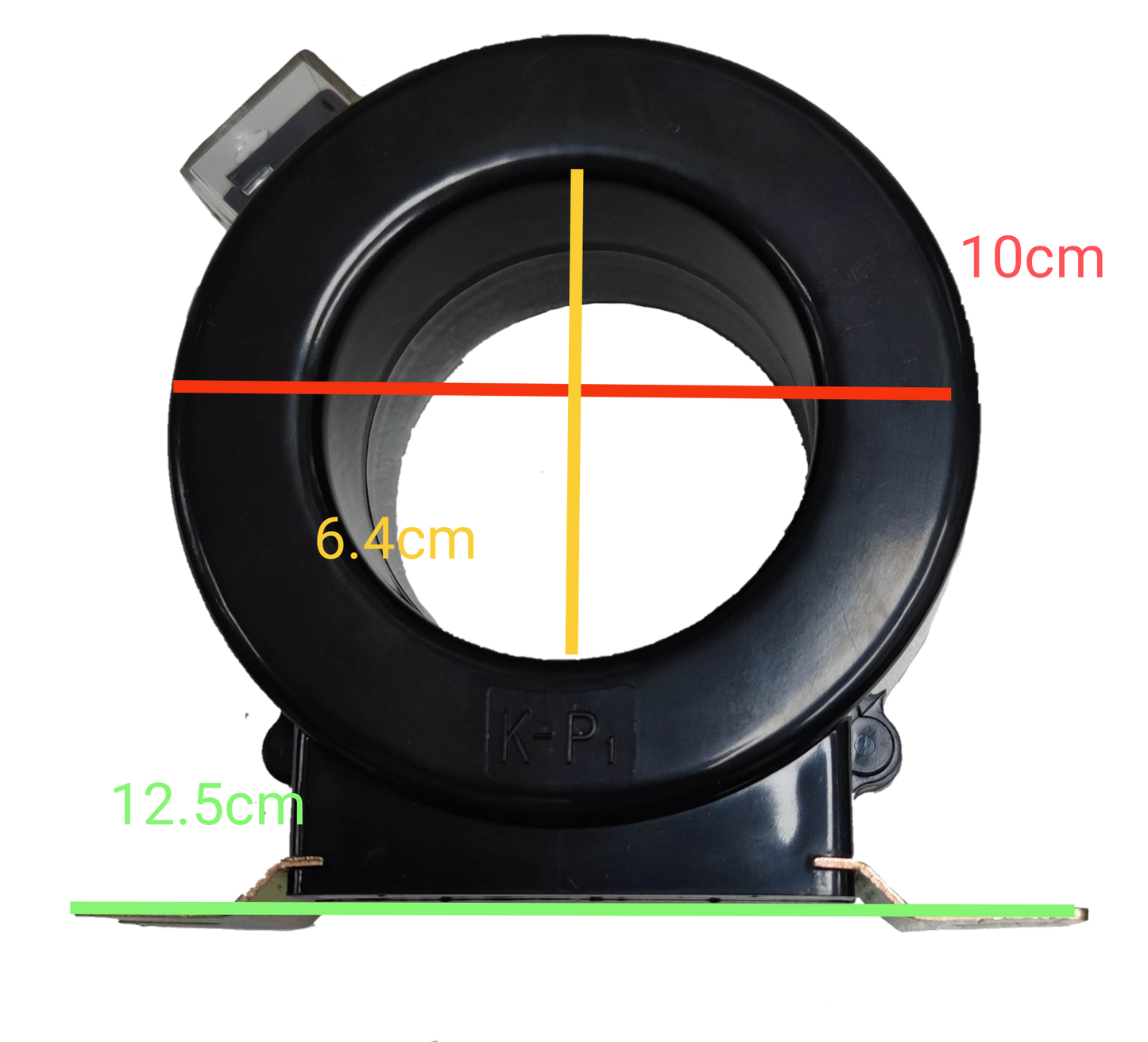 CK-61 Current Transformer 400:5 15VA black round core with labeled dimensions for electrical use