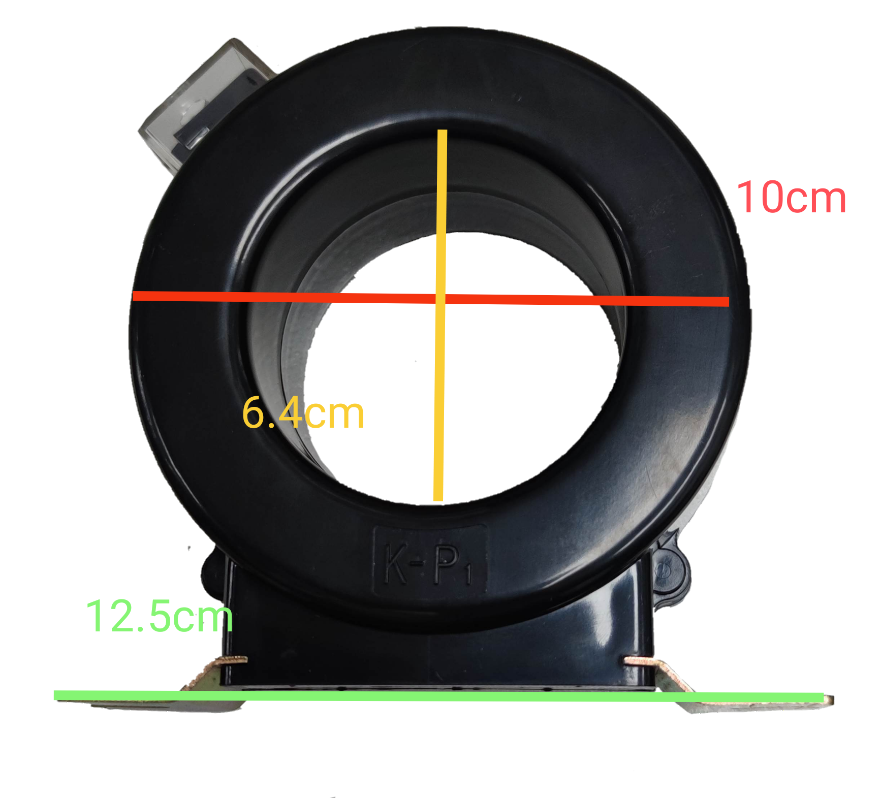 CK-61 Current Transformer 400:5 15VA black round core with labeled dimensions for electrical use