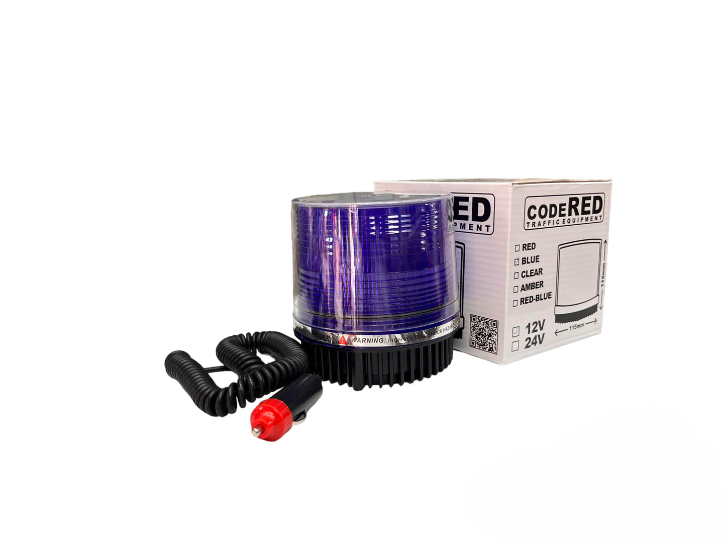 Sub Zero Light Warning Light 12V or 24V blue warning light with coiled power cord and packaging box