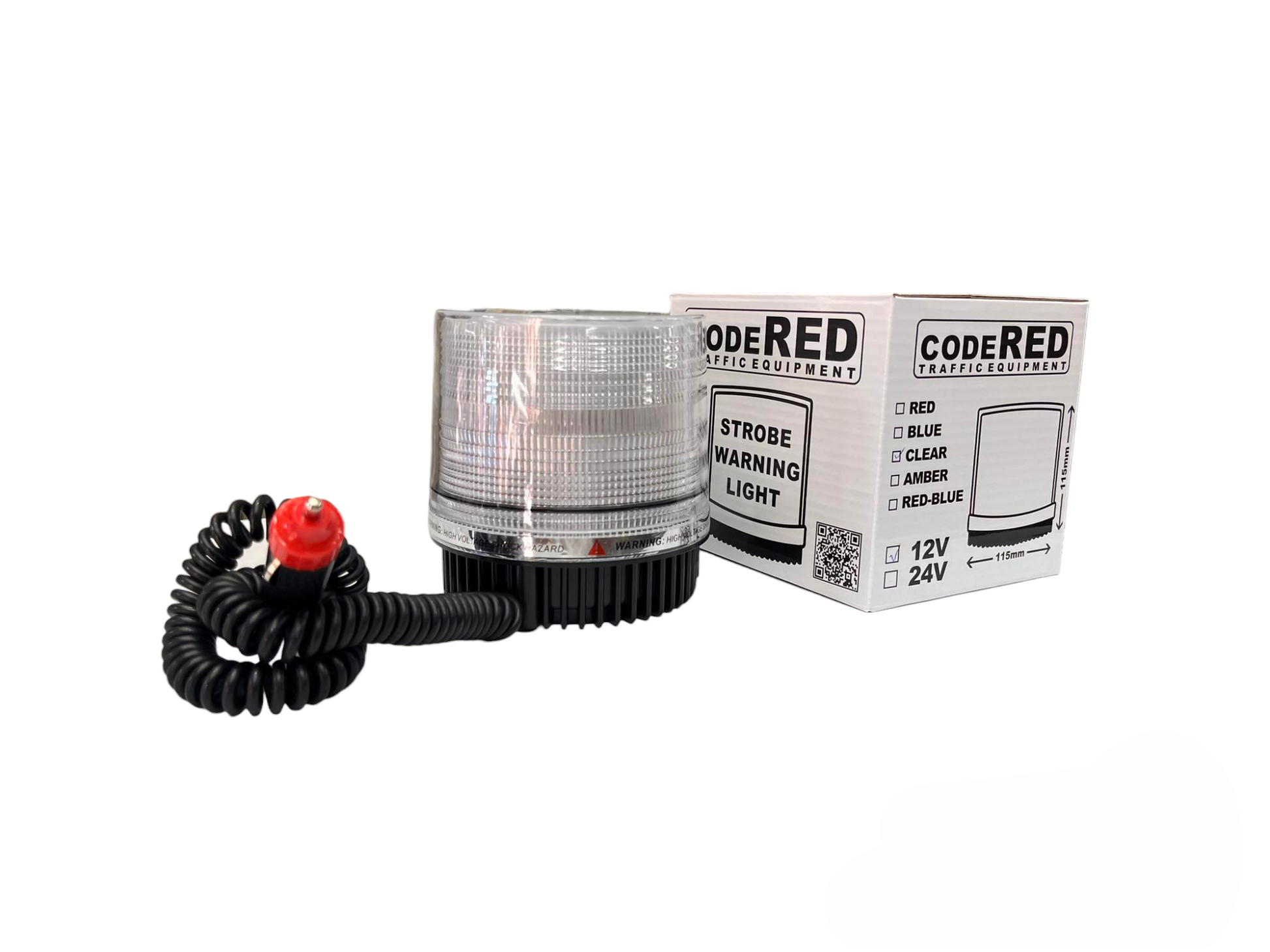 Sub Zero Light Warning Light 12V or 24V strobe warning light with clear lens and coiled power cable