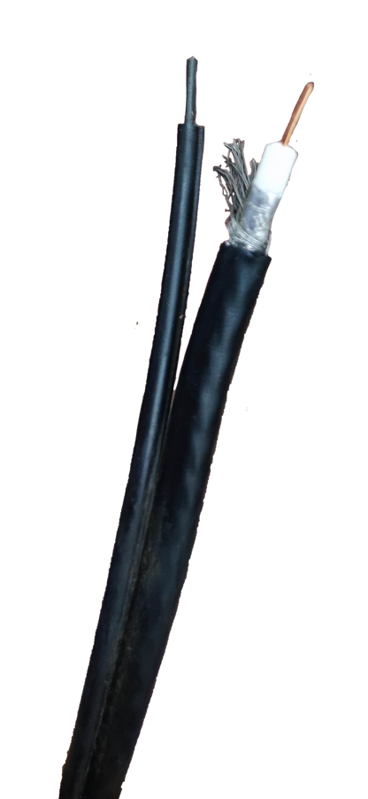 Comcom RG6 with Messenger coaxial cable and messenger wire with black outer jacket