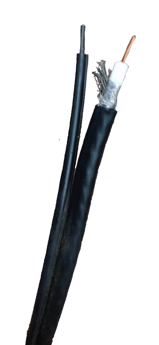 Comcom RG6 with Messenger coaxial cable and messenger wire with black outer jacket