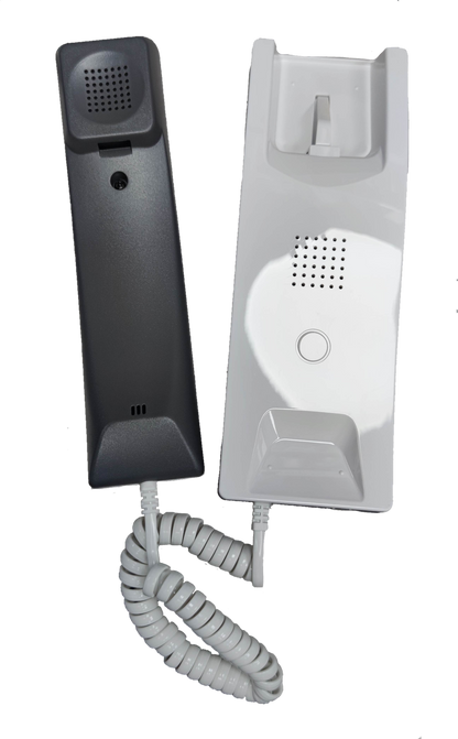 Commax Intercom Slave TP-S white wall mounted base with black handset and coiled cord for security systems