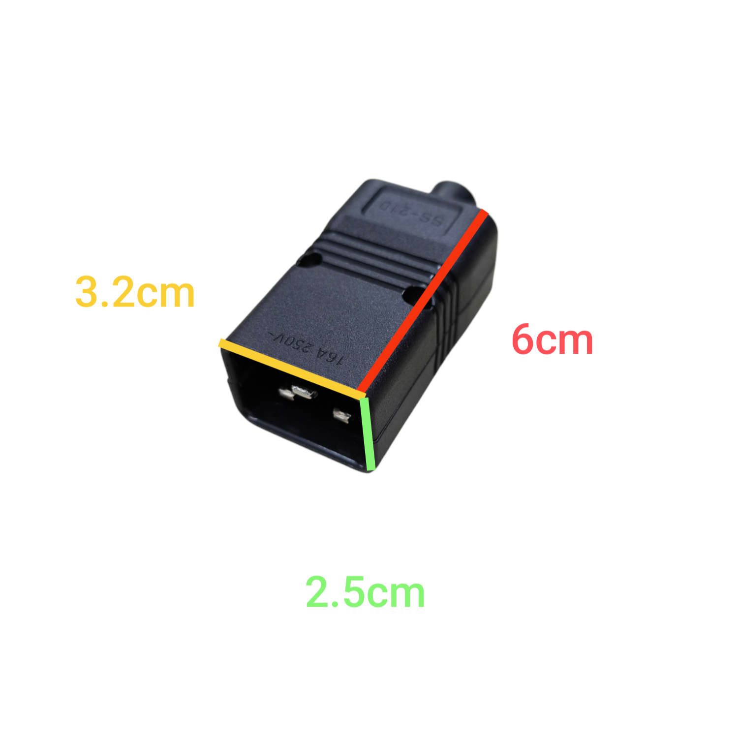 Computer Power Plug C20 with dimensions 6cm x 3.2cm x 2.5cm for reliable electrical connections