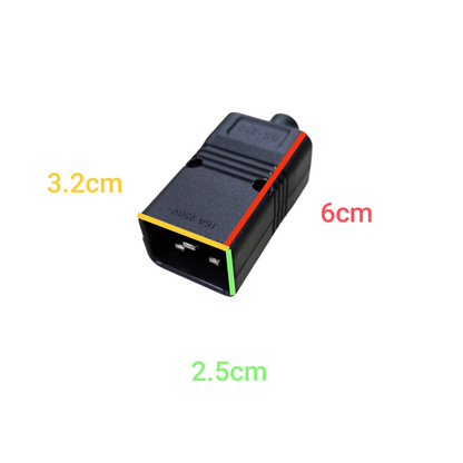 Computer Power Plug C20 with dimensions 6cm x 3.2cm x 2.5cm for reliable electrical connections
