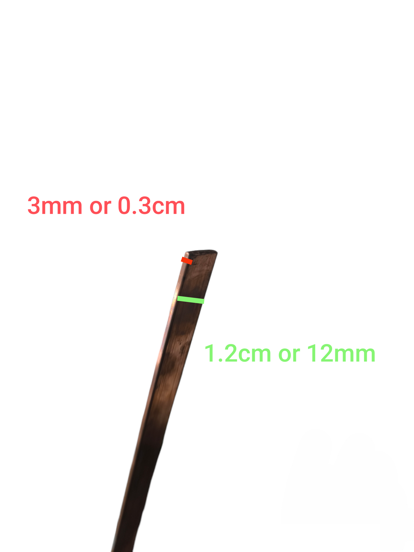 Copper bus bar 3mm thick assorted length with clear measurement markings for easy reference