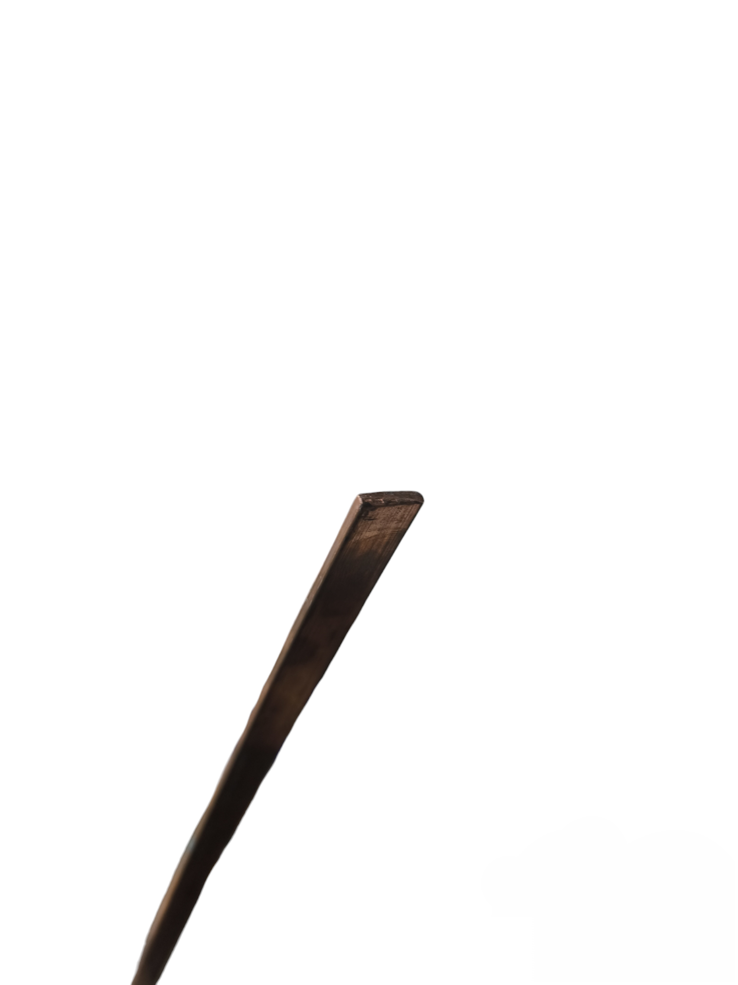 Copper bus bar 3mm thick Assorted Length shown at an angle with smooth edges for electrical applications