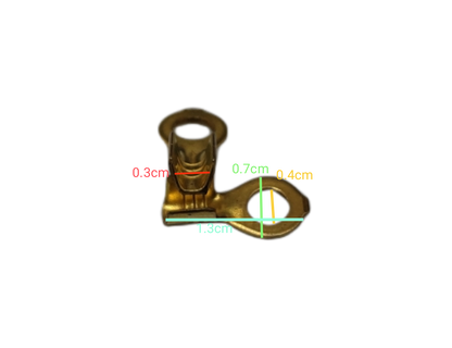 Copper cable lug ring terminal 4mm hole size with precise dimensions for electrical connections