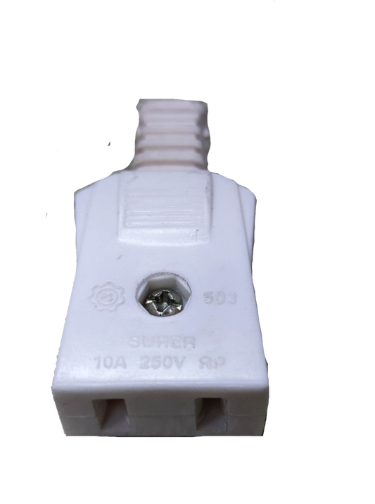 Surer Cord Connector Outlet 10A 250V Flat Pin white power plug for electrical connections