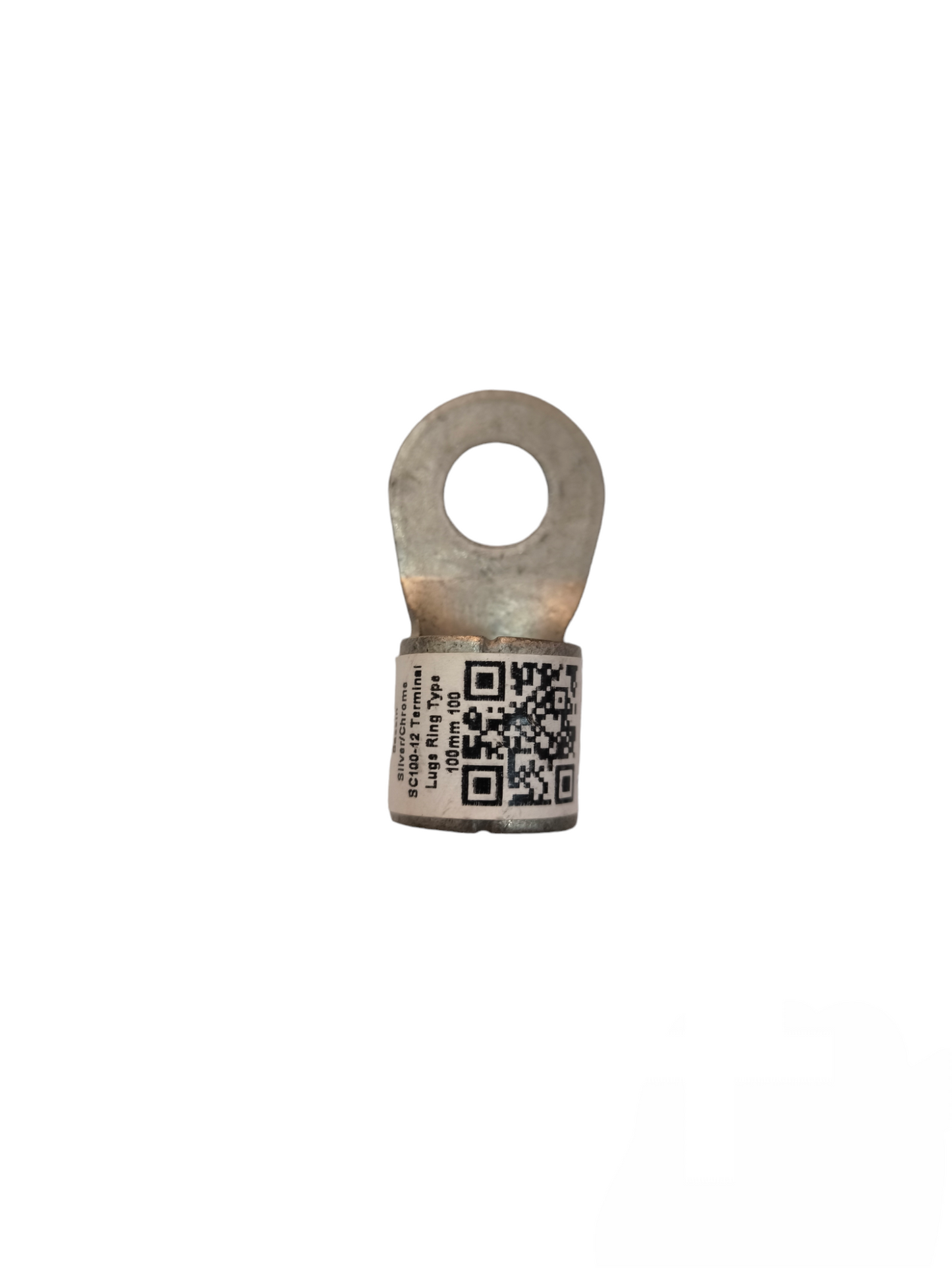 Local vendor crimp type terminal connector 100-12 with metal ring and QR code label