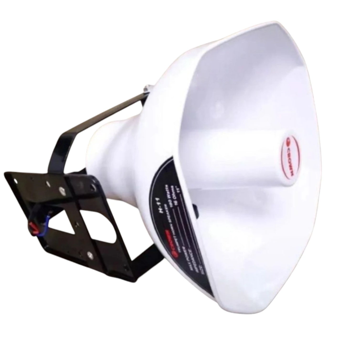 Crown 180W Horn Speaker 16 Ohms white horn with adjustable black mounting bracket for public address use
