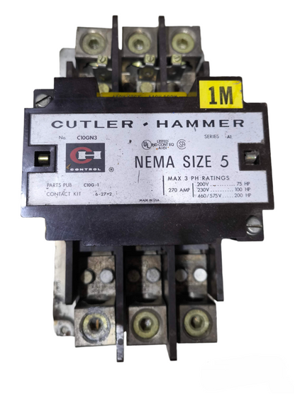Cutler Hammer Magnetic Contactor 270A NEMA Size 5 with industrial electrical connections