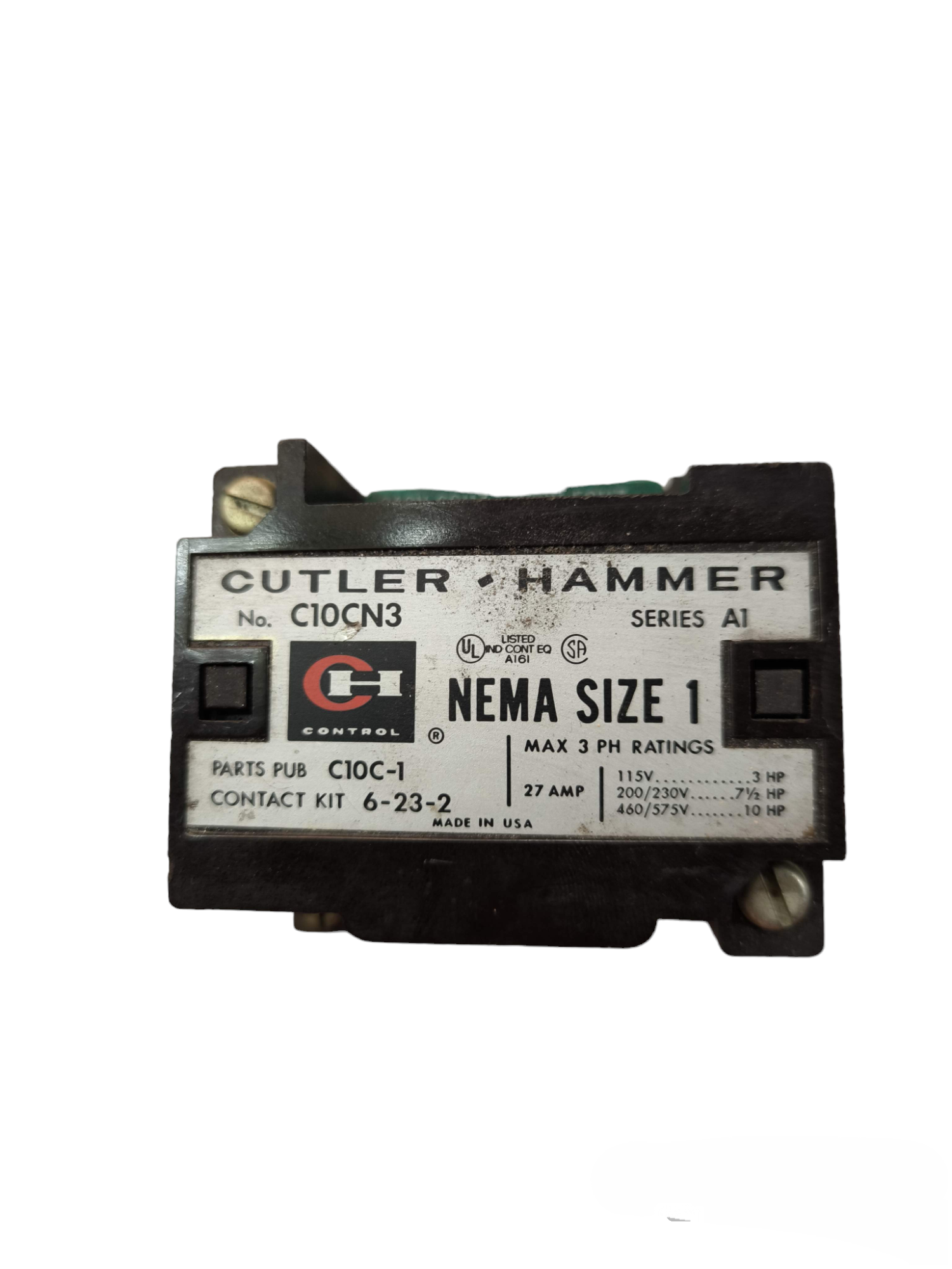 Cutler Hamer Magnetic Contactor 27A 220V NEMA Size 1 electrical component for power control