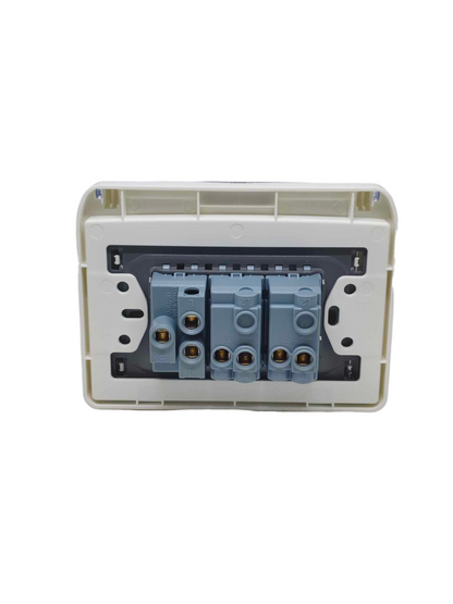 Grazen Weatherproof Plate Cover with 2 Gang 1 Way Switch and 1 Gang Universal Outlet with Ground 16A 220V WC-019-W+GW-009 Available in White, Black, Grey and Gold
