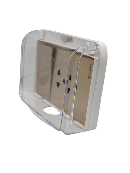 Grazen Weatherproof Cover with 1 Gang 1 Way Device with 2 Gang Universal Outlet with Ground 16A 220V WC-019-W+GW-008