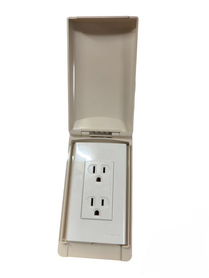 Panasonic & Omni Weatherproof Duplex Flat Pin Outlet 15A 250V with Plate WPP-602/WEG6803W-1/WEG1512-5